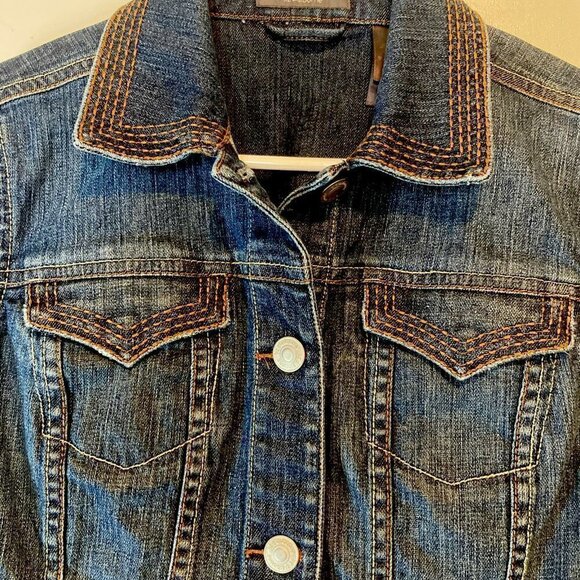 Liz Claiborne Women’s Embroidered Top Stitching Denim Jean Jacket Size M - Picture 2 of 12